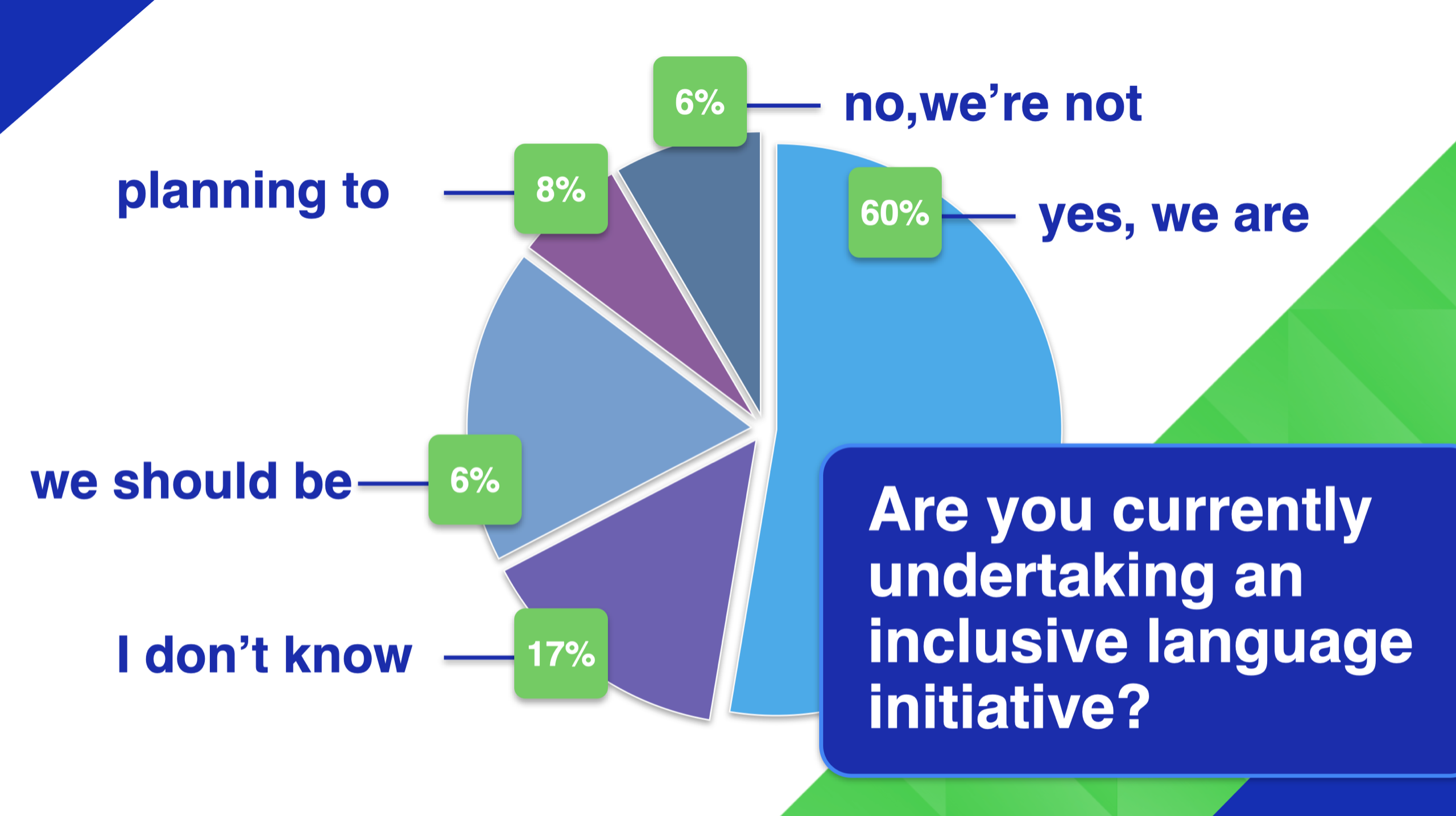 pie chart graphic of company plans to undertake an inclusive language initiative.